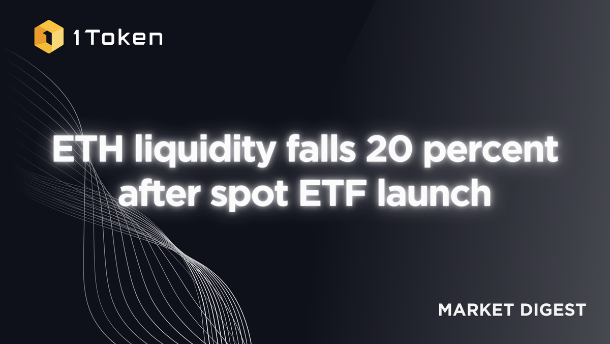 ETH liquidity falls 20 percent after spot ETF launch